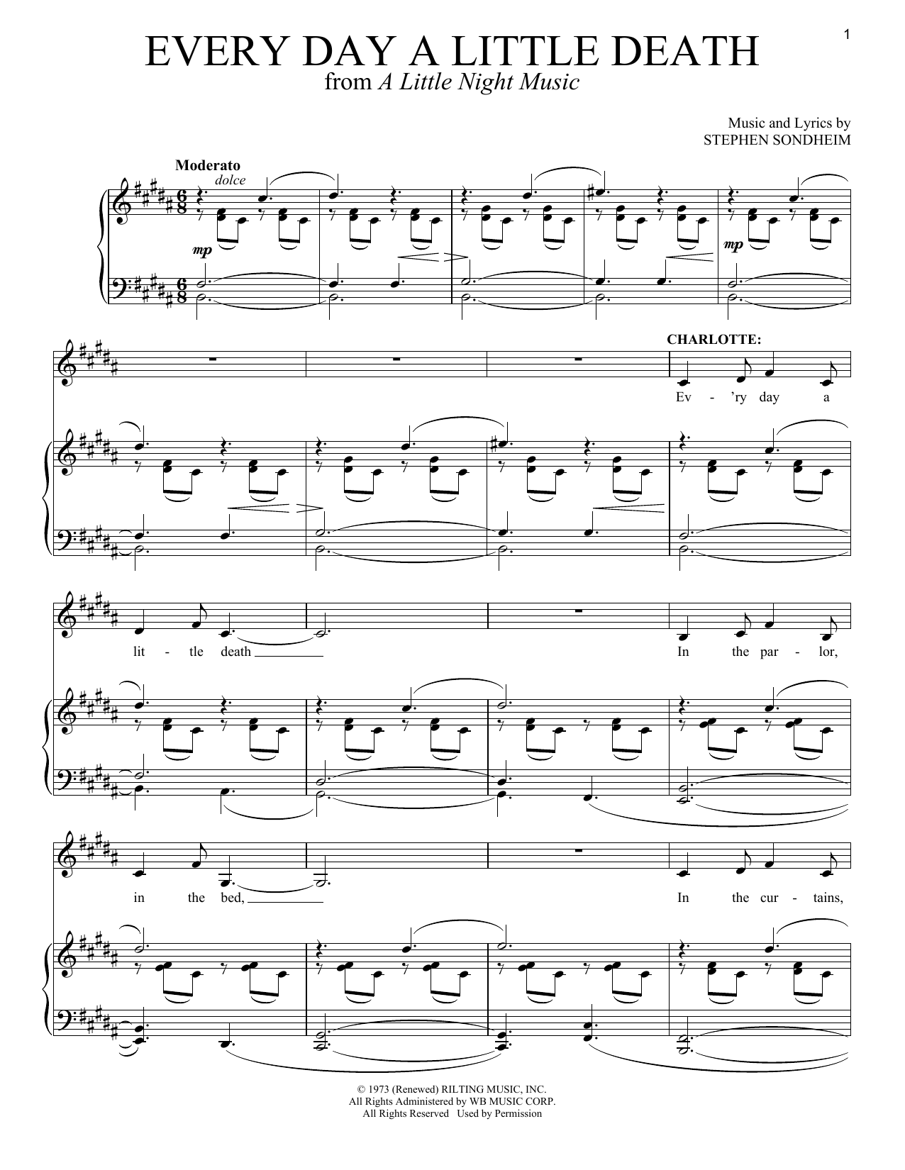 Stephen Sondheim Every Day A Little Death sheet music notes and chords arranged for Piano & Vocal