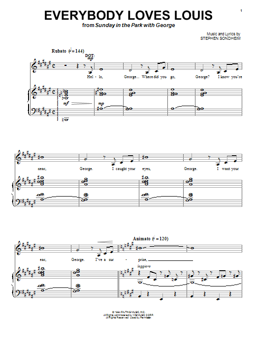 Stephen Sondheim Everybody Loves Louis sheet music notes and chords arranged for Piano & Vocal
