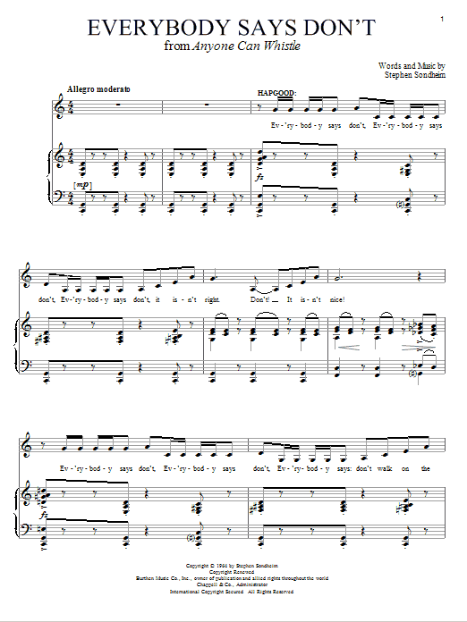 Stephen Sondheim Everybody Says Don't sheet music notes and chords arranged for Piano & Vocal