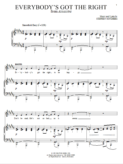 Stephen Sondheim Everybody's Got The Right sheet music notes and chords arranged for Piano & Vocal