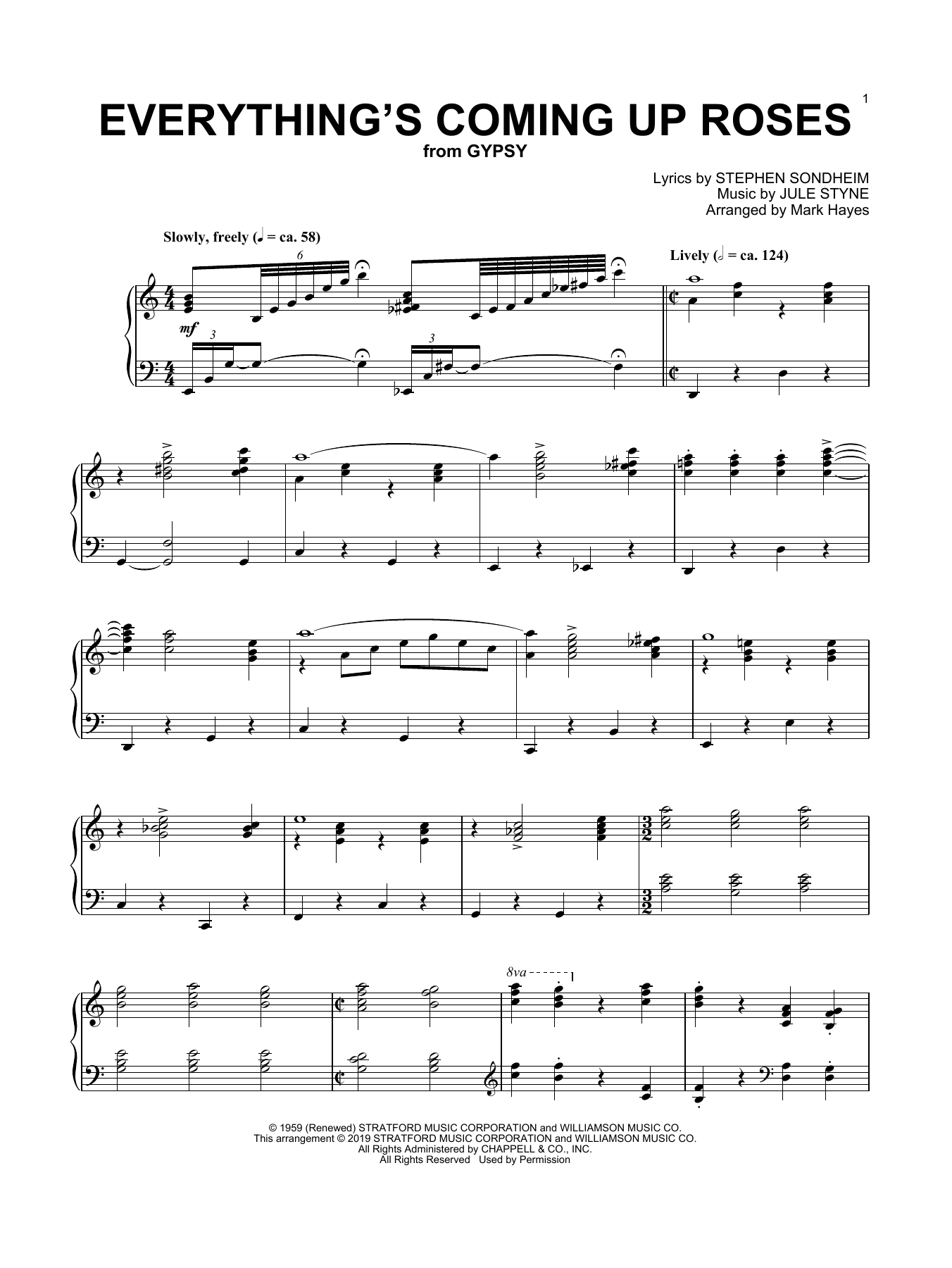 Stephen Sondheim Everything's Coming Up Roses (from Gypsy) (arr. Mark Hayes) sheet music notes and chords arranged for Piano Solo