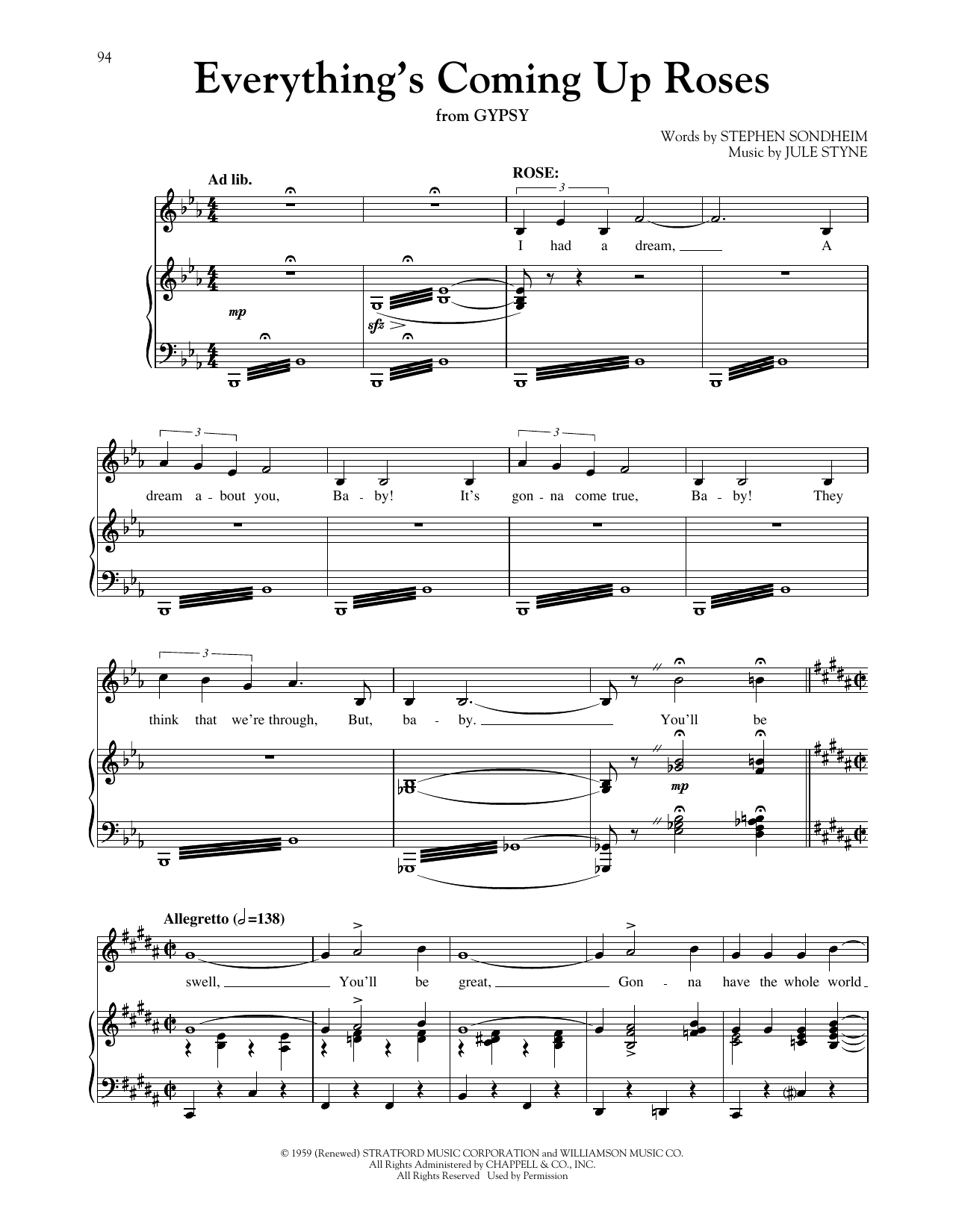 Stephen Sondheim Everything's Coming Up Roses (from Gypsy) (arr. Richard Walters) sheet music notes and chords arranged for Piano & Vocal