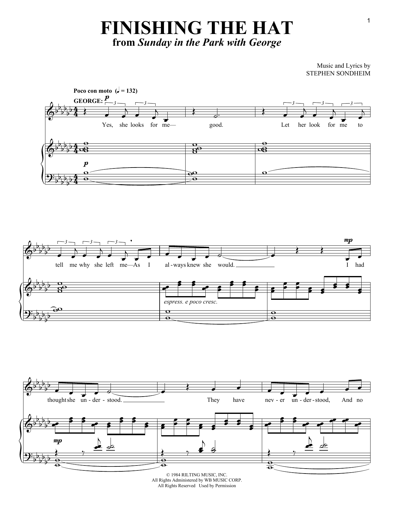 Stephen Sondheim Finishing The Hat sheet music notes and chords arranged for Piano & Vocal