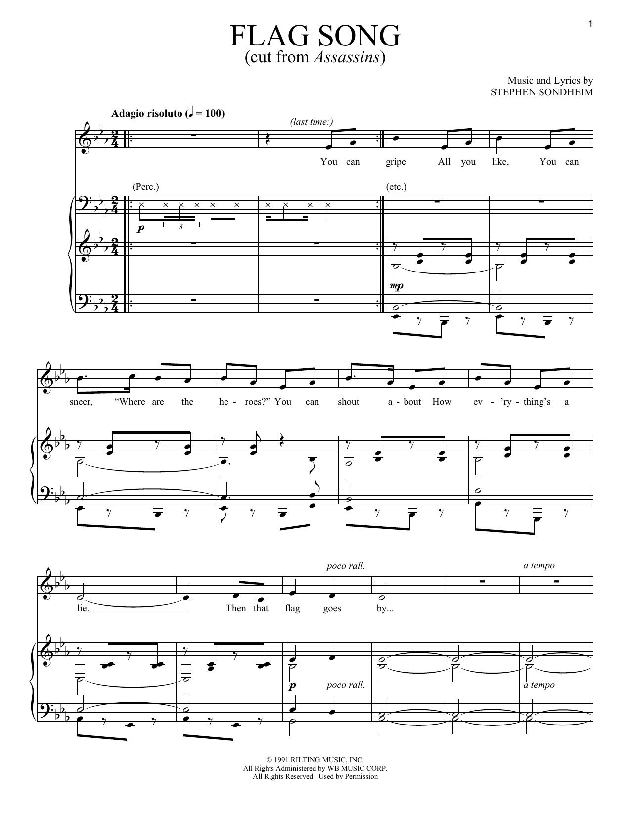 Stephen Sondheim Flag Song sheet music notes and chords arranged for Piano & Vocal