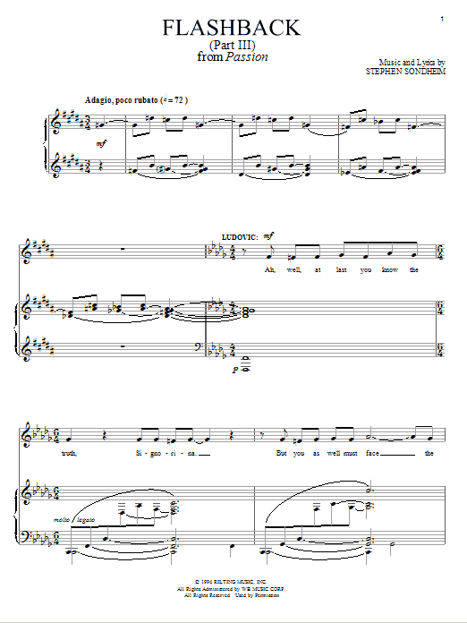 Stephen Sondheim Flashback sheet music notes and chords arranged for Piano & Vocal
