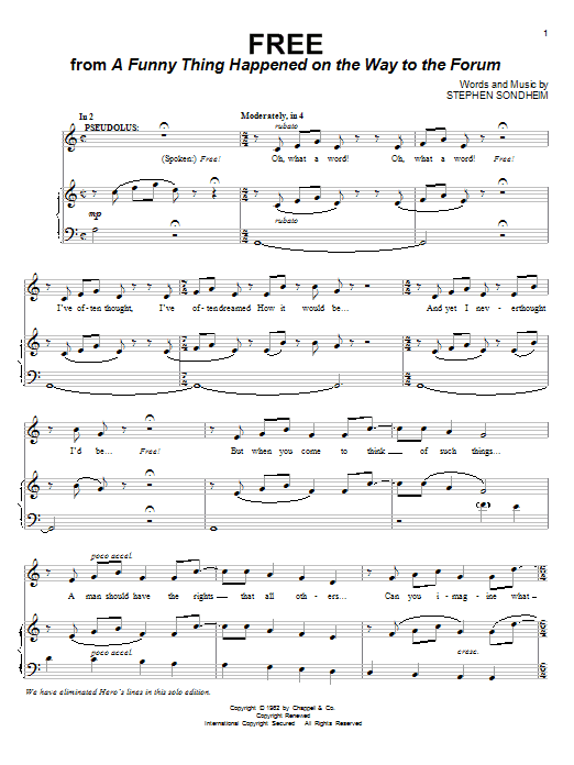 Stephen Sondheim Free sheet music notes and chords arranged for Piano & Vocal