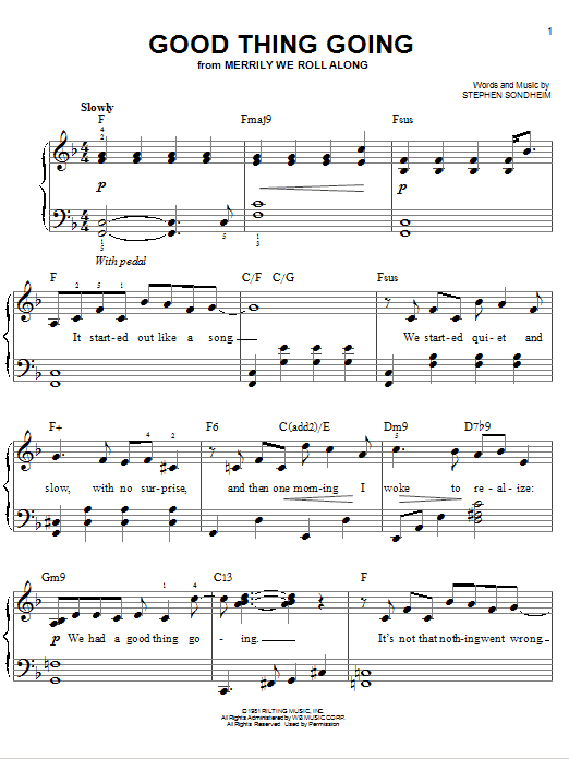 Stephen Sondheim Good Thing Going sheet music notes and chords arranged for Easy Piano