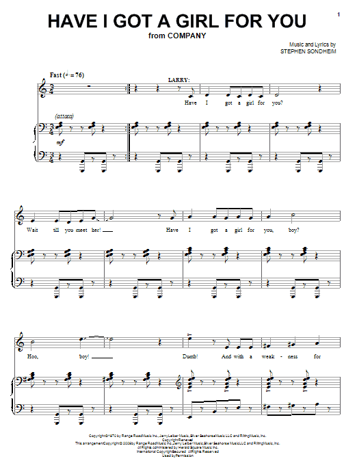 Stephen Sondheim Have I Got A Girl For You sheet music notes and chords arranged for Piano & Vocal