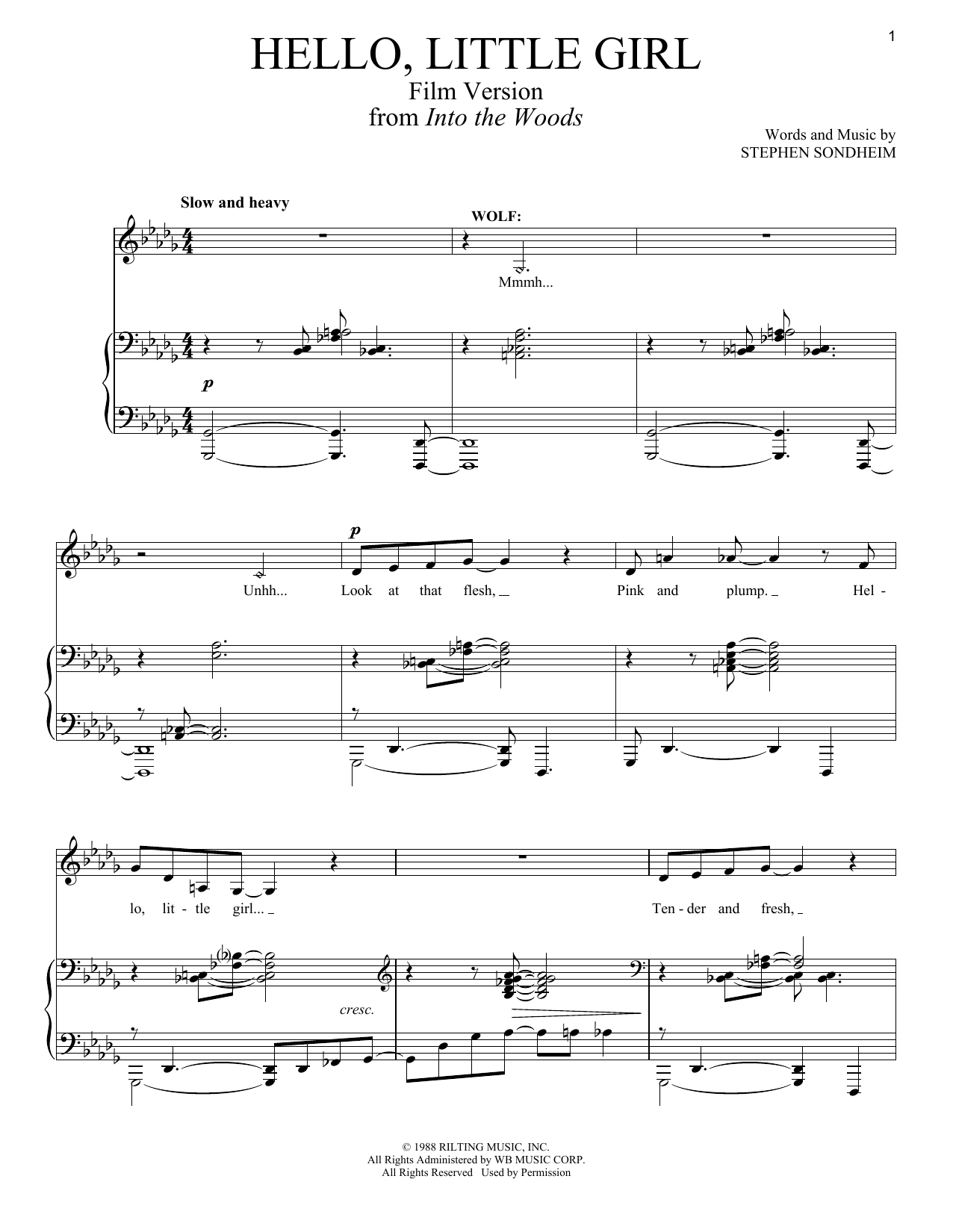 Stephen Sondheim Hello Little Girl (Film Version) sheet music notes and chords arranged for Piano & Vocal