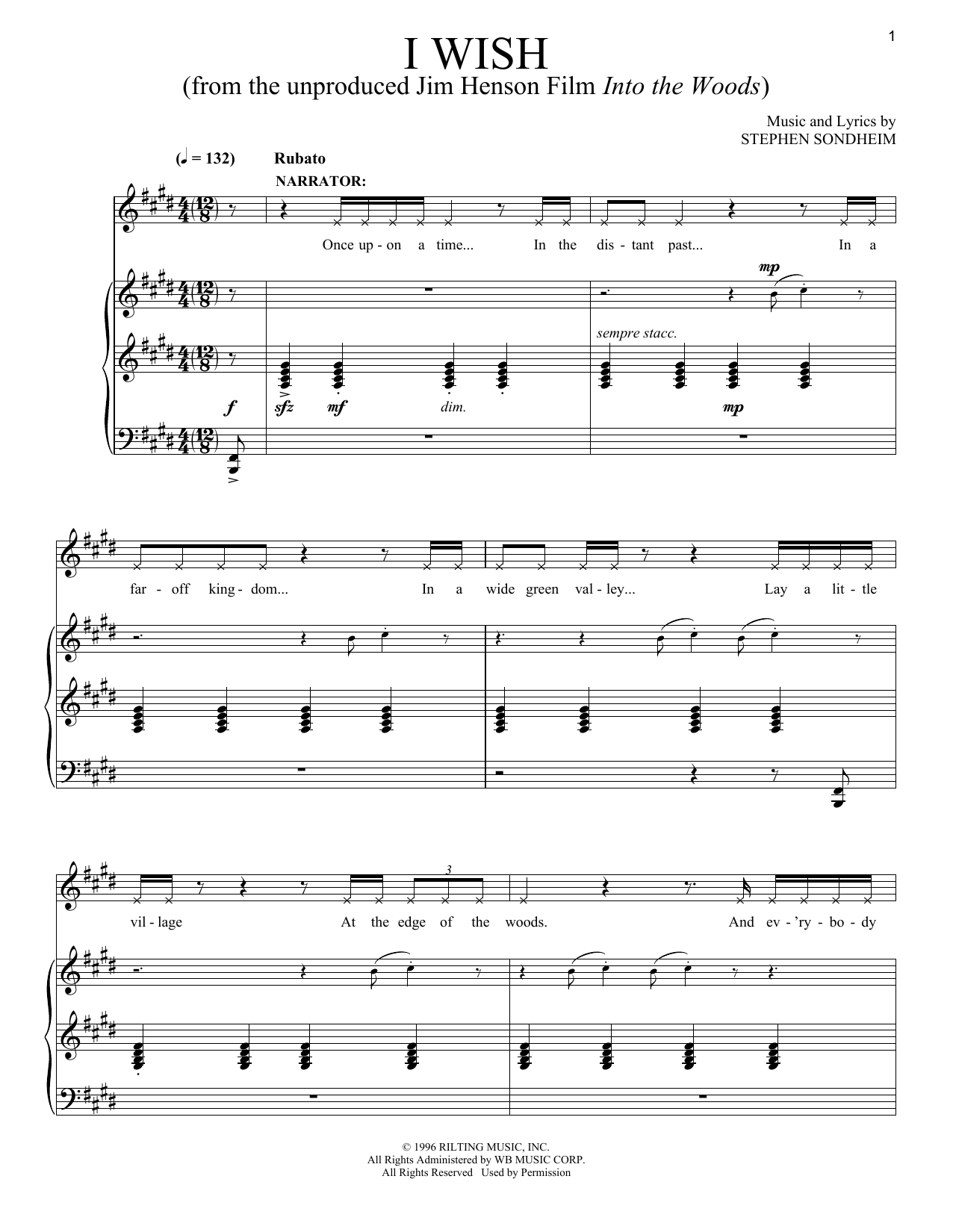 Stephen Sondheim I Wish sheet music notes and chords arranged for Piano & Vocal