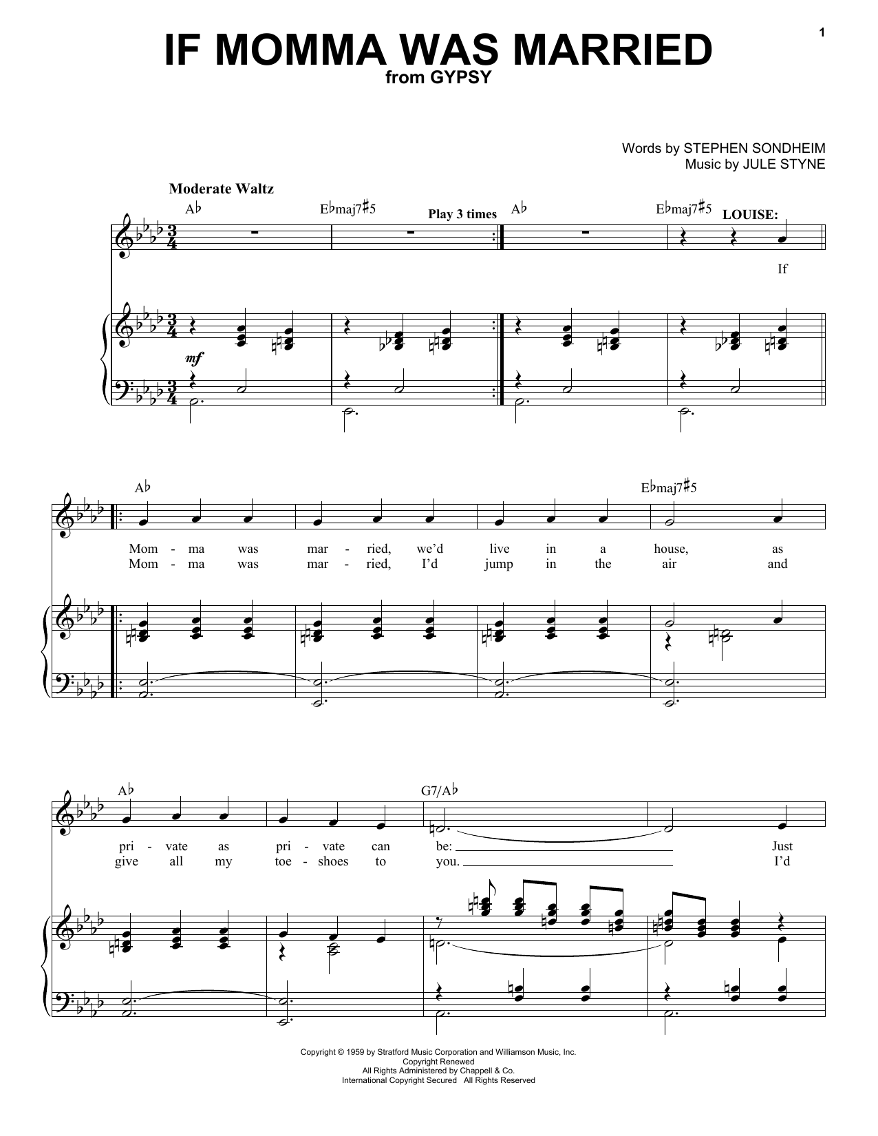 Stephen Sondheim If Momma Was Married sheet music notes and chords arranged for Piano & Vocal