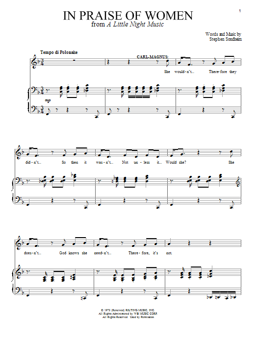 Stephen Sondheim In Praise Of Women sheet music notes and chords arranged for Piano & Vocal
