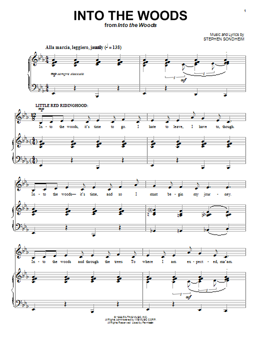 Stephen Sondheim Into The Woods sheet music notes and chords arranged for Piano & Vocal