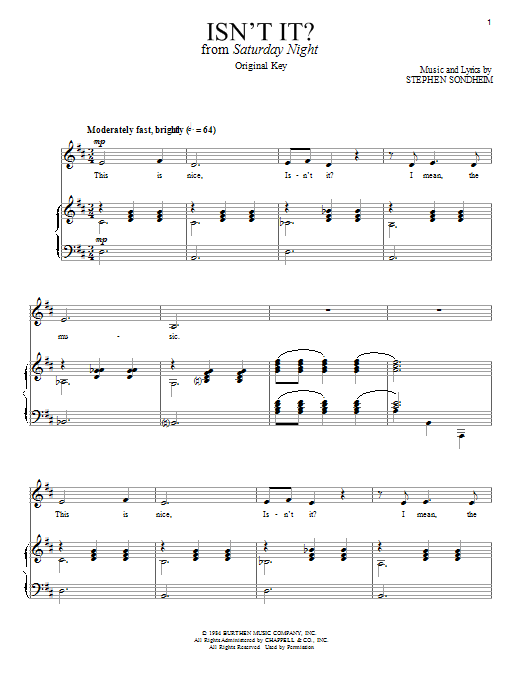 Stephen Sondheim Isn't It? sheet music notes and chords arranged for Piano & Vocal
