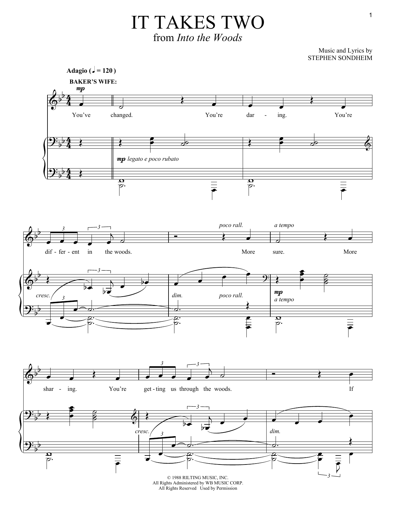 Stephen Sondheim It Takes Two (from Into The Woods) sheet music notes and chords arranged for Vocal Duet
