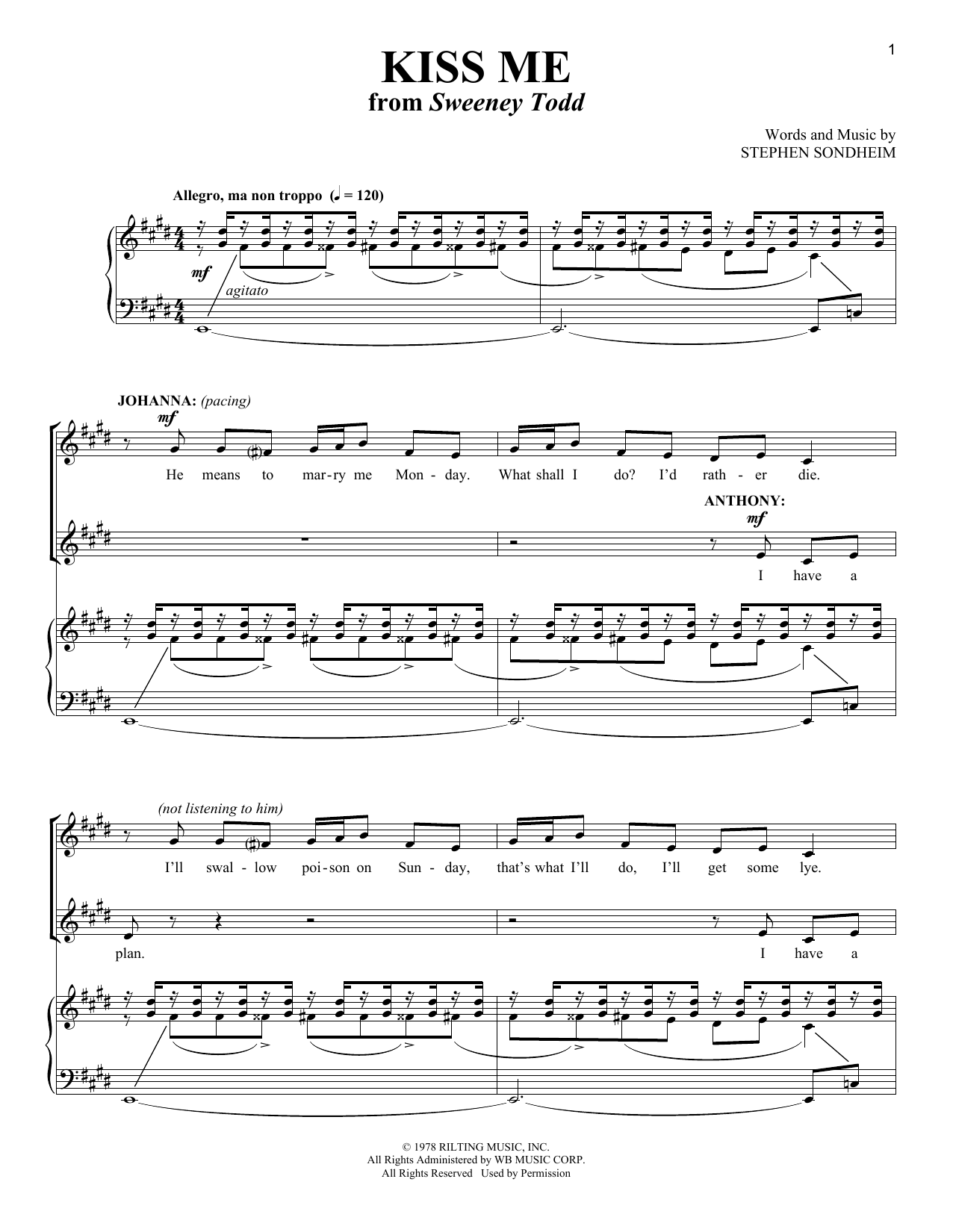 Stephen Sondheim Kiss Me sheet music notes and chords arranged for Vocal Duet