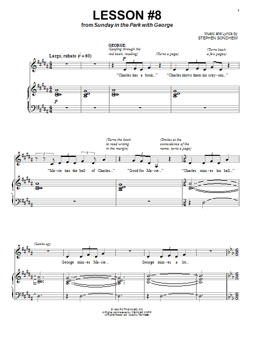 Stephen Sondheim Lesson #8 sheet music notes and chords arranged for Piano & Vocal
