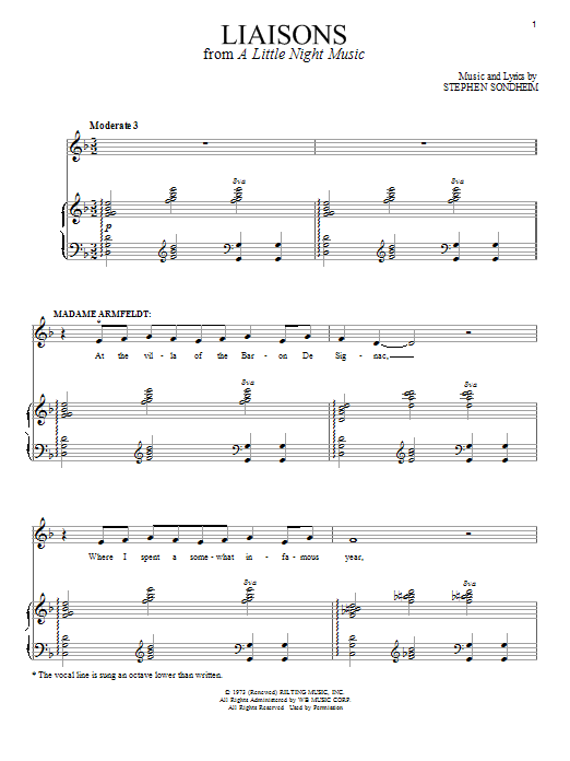Stephen Sondheim Liaisons sheet music notes and chords arranged for Piano & Vocal