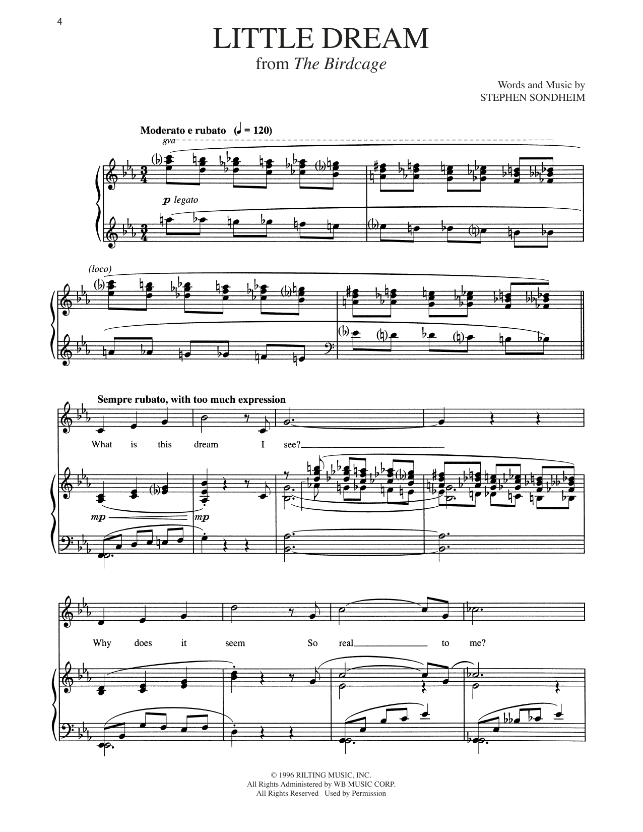 Stephen Sondheim Little Dream sheet music notes and chords arranged for Piano & Vocal