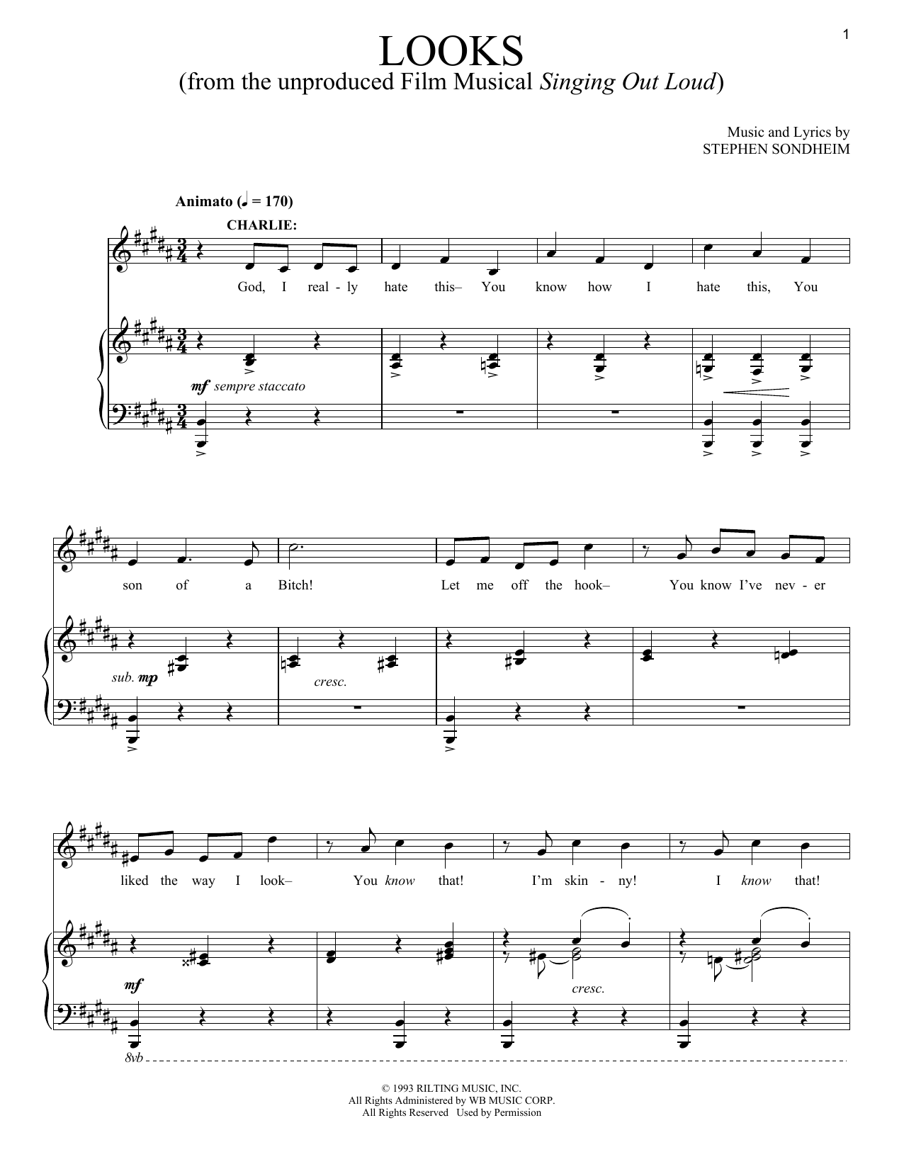 Stephen Sondheim Looks sheet music notes and chords arranged for Piano & Vocal