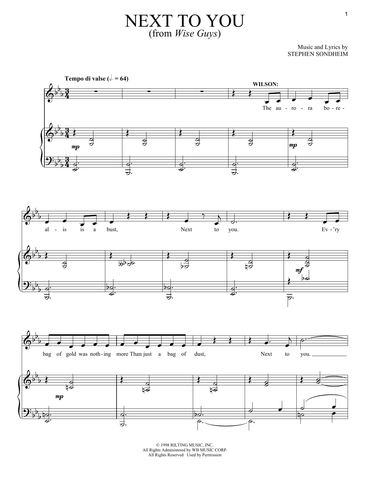 Stephen Sondheim Next To You sheet music notes and chords arranged for Piano & Vocal