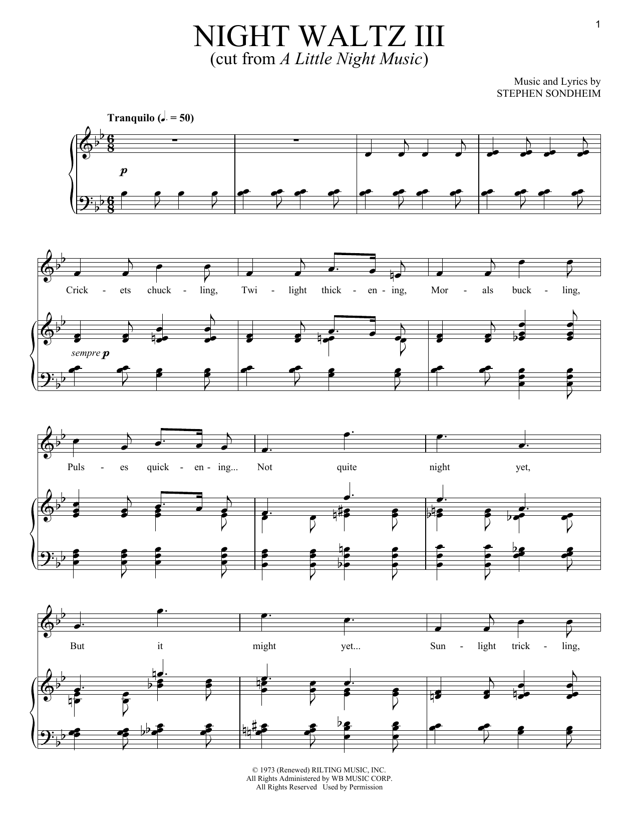 Stephen Sondheim Night Waltz III sheet music notes and chords arranged for Piano & Vocal