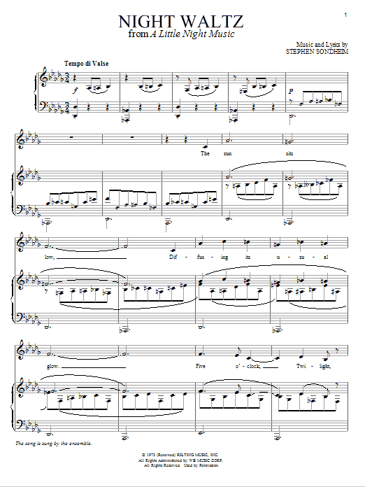 Stephen Sondheim Night Waltz sheet music notes and chords arranged for Piano Duet