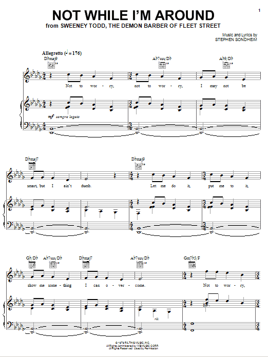 Stephen Sondheim Not While I'm Around sheet music notes and chords arranged for Piano, Vocal & Guitar Chords (Right-Hand Melody)
