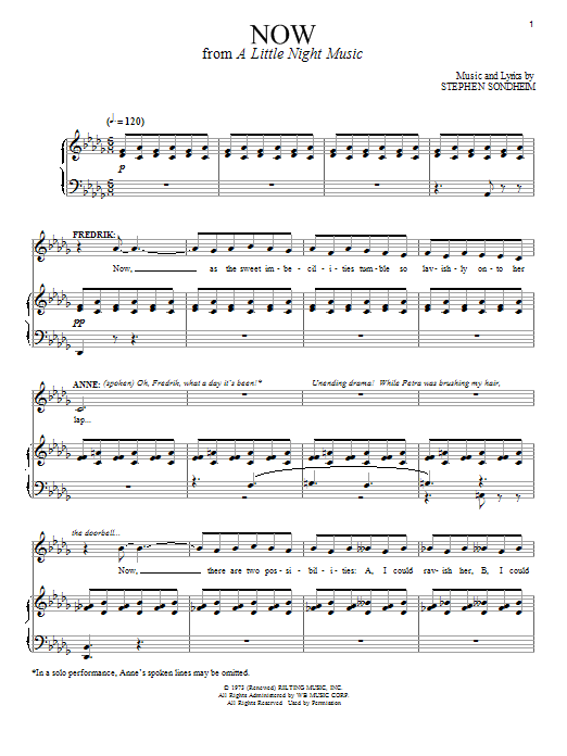 Stephen Sondheim Now sheet music notes and chords arranged for Piano & Vocal