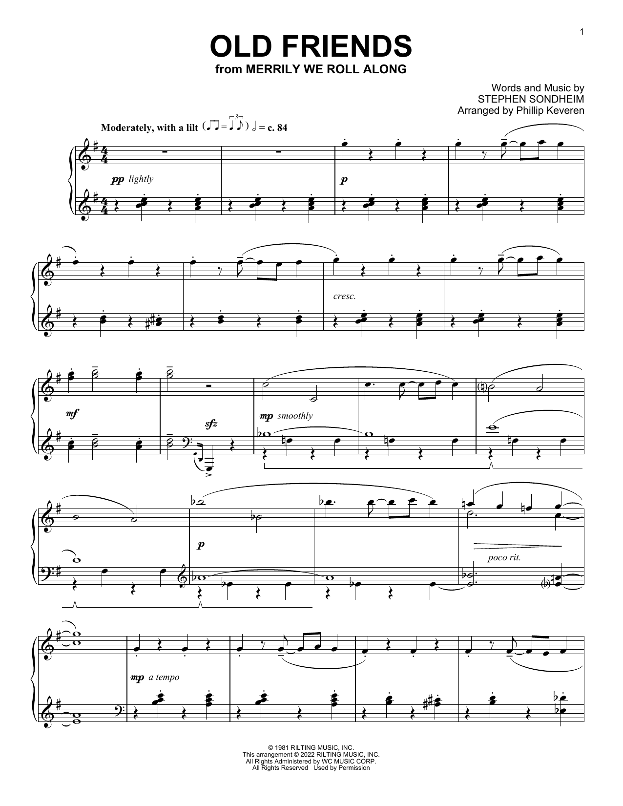 Stephen Sondheim Old Friends (from Merrily We Roll Along) (arr. Phillip Keveren) sheet music notes and chords arranged for Piano Solo