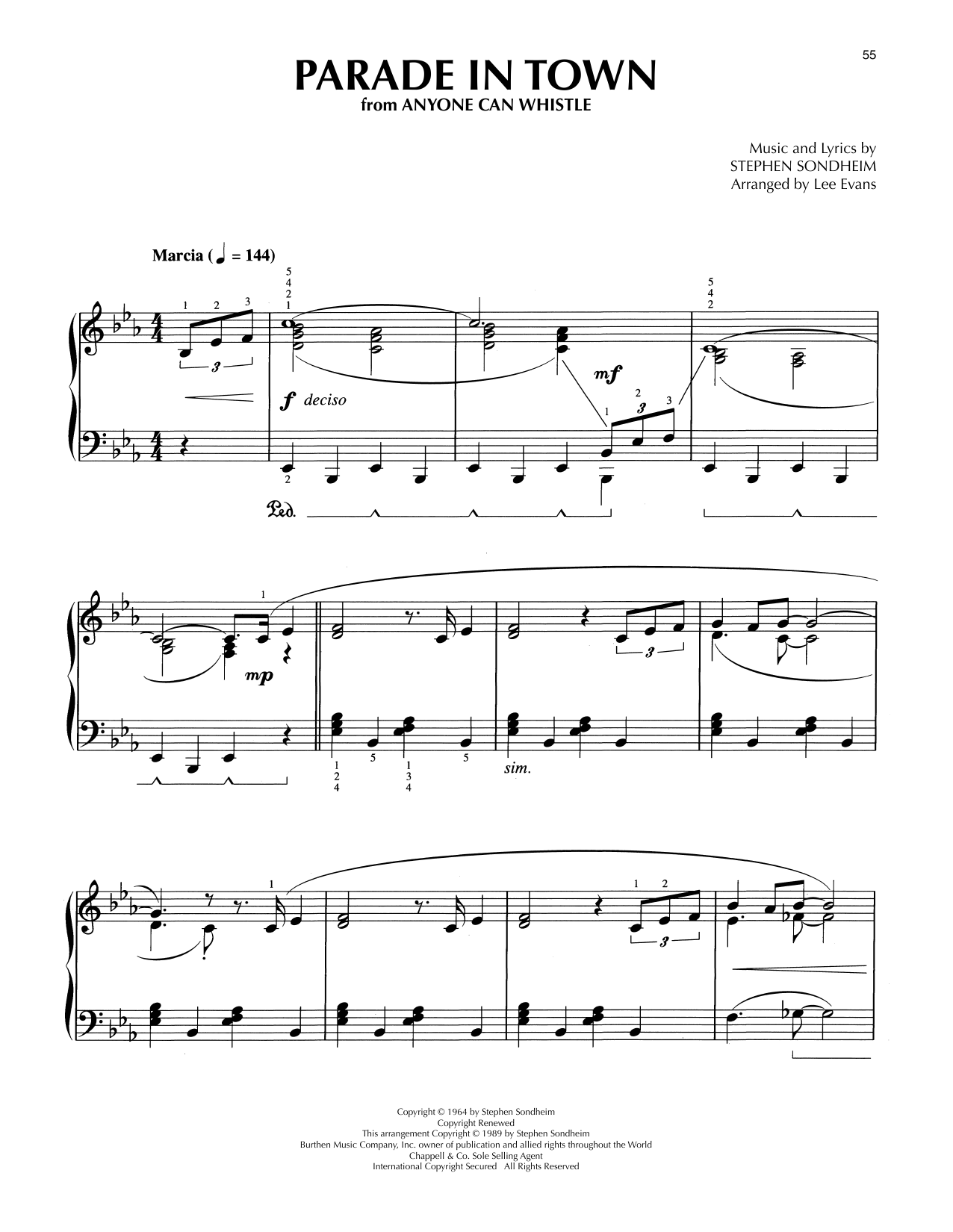 Stephen Sondheim Parade In Town (from Anyone Can Whistle) (arr. Lee Evans) sheet music notes and chords arranged for Piano Solo