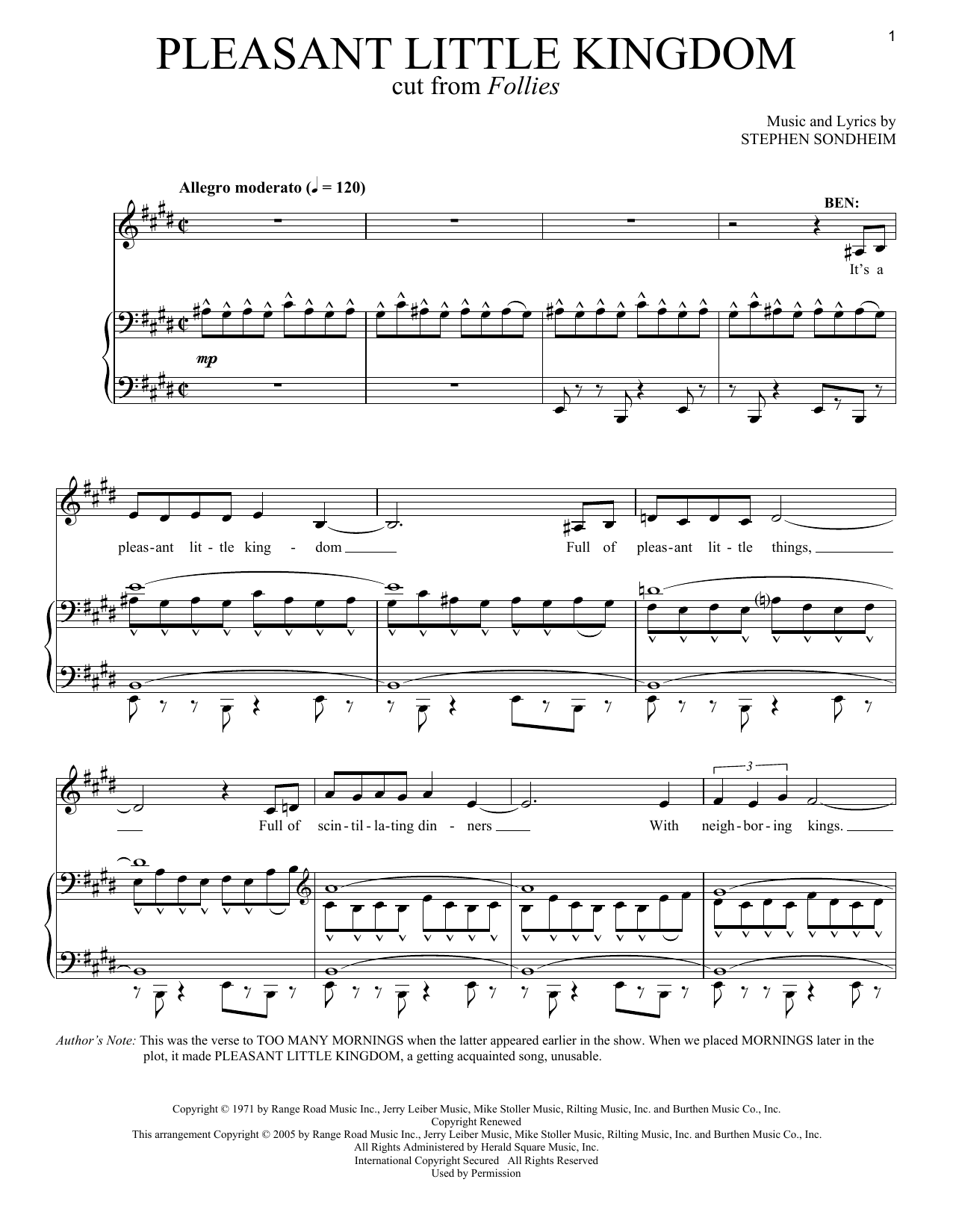 Stephen Sondheim Pleasant Little Kingdom sheet music notes and chords arranged for Vocal Duet