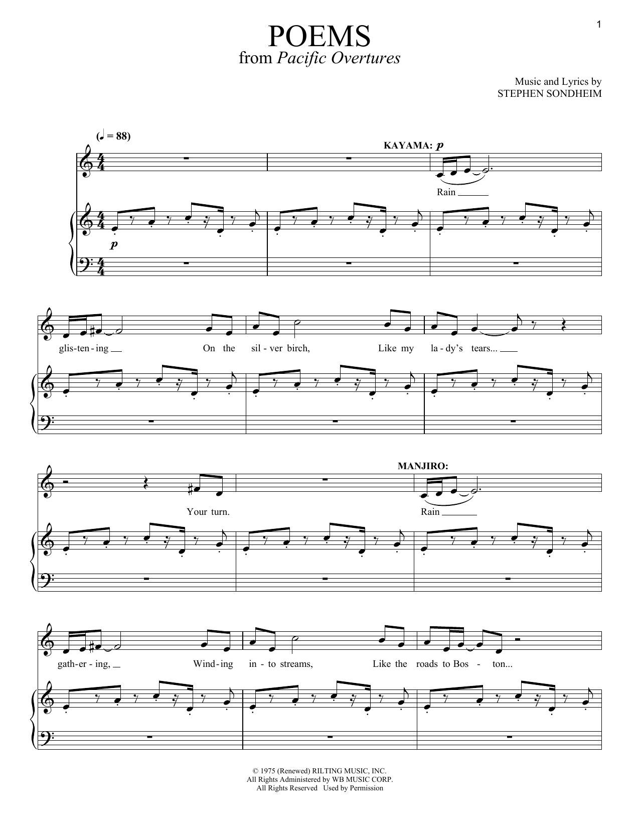 Stephen Sondheim Poems sheet music notes and chords arranged for Vocal Duet
