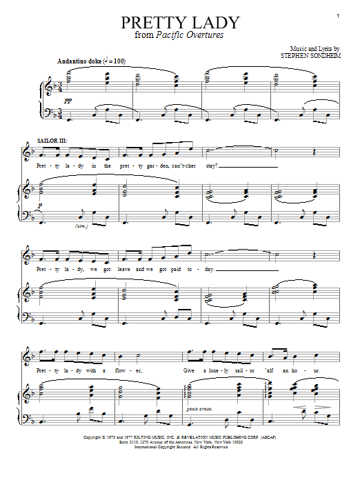 Stephen Sondheim Pretty Lady sheet music notes and chords arranged for Piano & Vocal