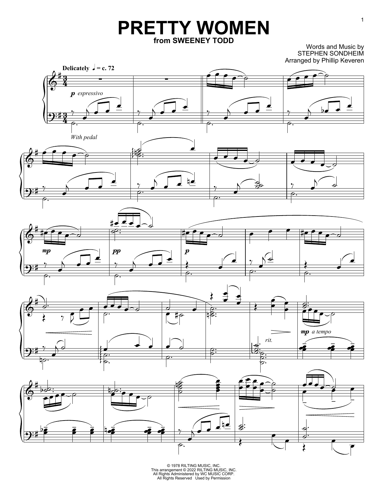 Stephen Sondheim Pretty Women (from Sweeney Todd) (arr. Phillip Keveren) sheet music notes and chords arranged for Piano Solo