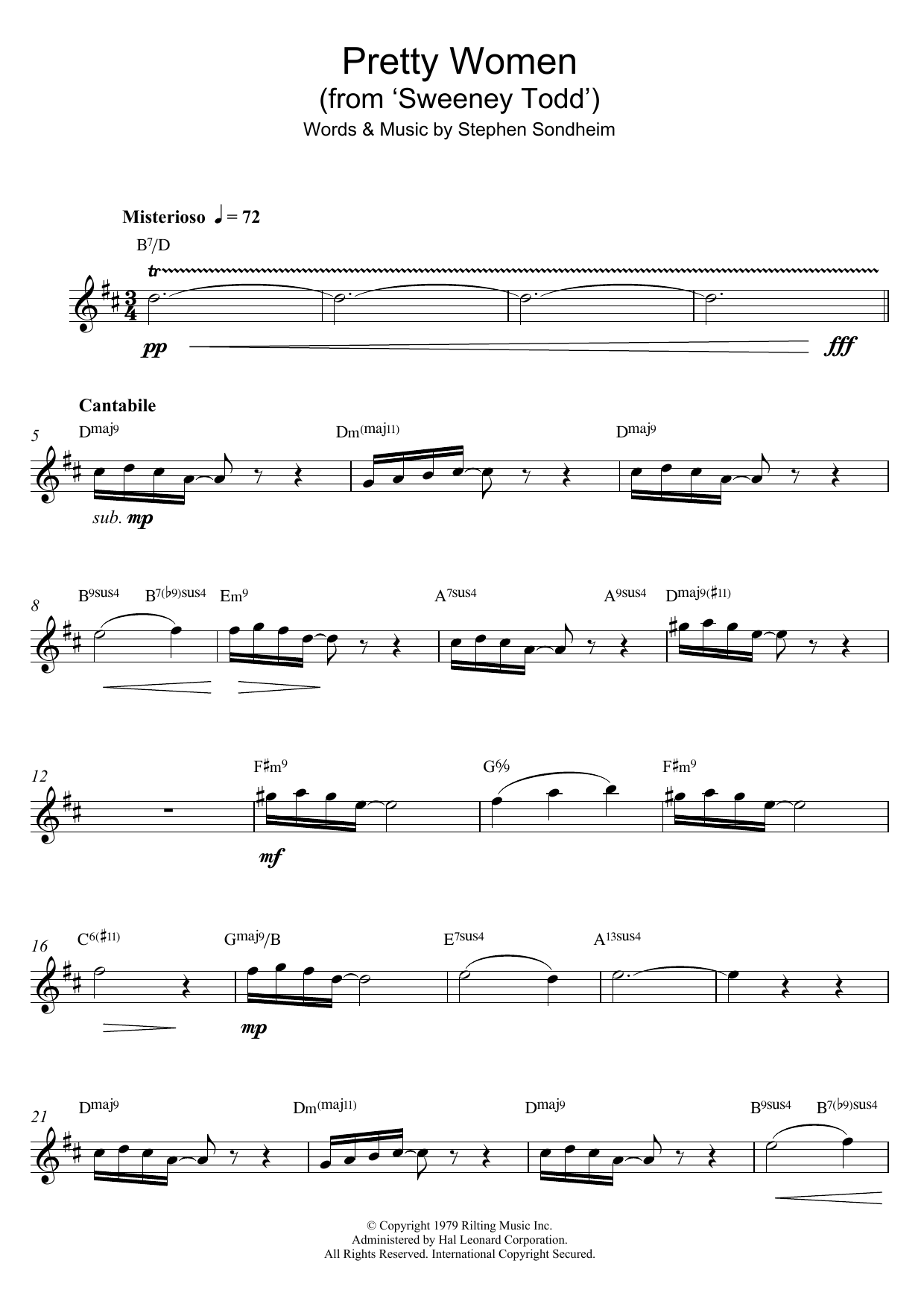 Stephen Sondheim Pretty Women (from Sweeney Todd) sheet music notes and chords arranged for Violin and Piano