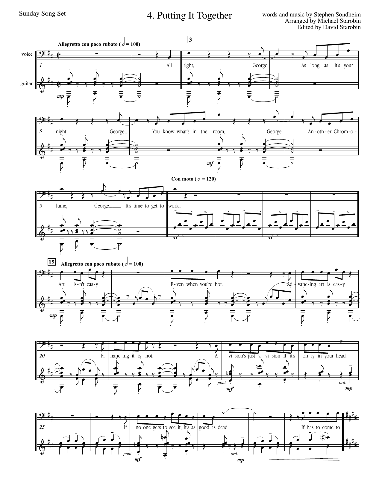 Stephen Sondheim Putting It Together (from Sunday In The Park With George) sheet music notes and chords arranged for Solo Guitar