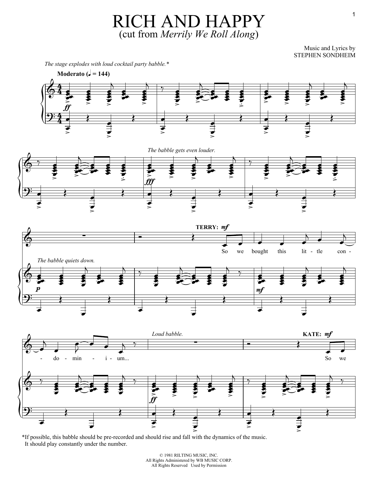 Stephen Sondheim Rich And Happy sheet music notes and chords arranged for Piano & Vocal