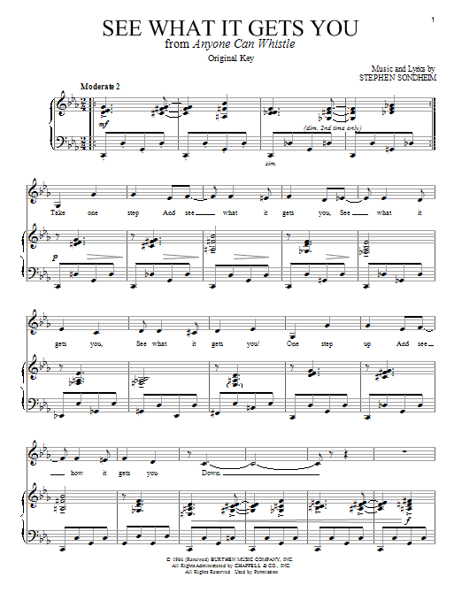 Stephen Sondheim See What It Gets You sheet music notes and chords arranged for Piano & Vocal