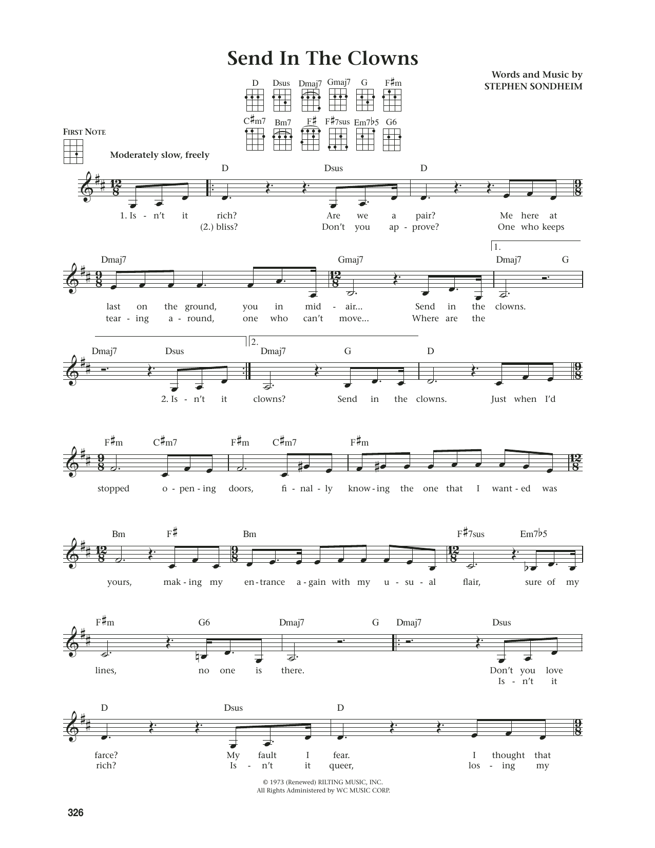 Stephen Sondheim Send In The Clowns (from A Little Night Music) (from The Daily Ukulele) (arr. Jim Beloff) sheet music notes and chords arranged for Ukulele