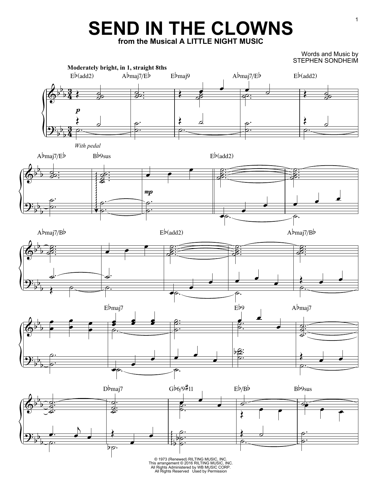 Stephen Sondheim Send In The Clowns [Jazz version] (arr. Brent Edstrom) sheet music notes and chords arranged for Piano Solo