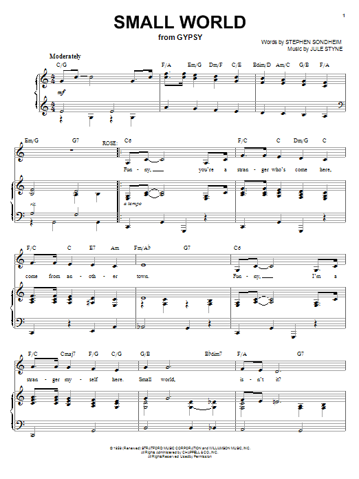 Stephen Sondheim Small World sheet music notes and chords arranged for Ukulele Chords/Lyrics