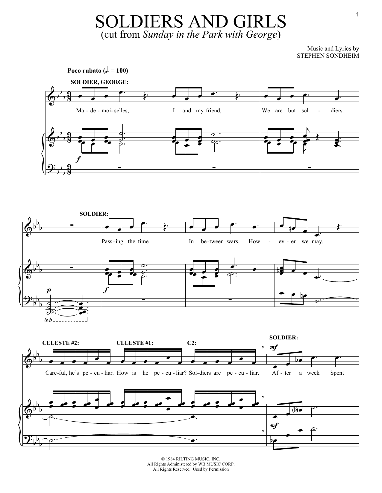 Stephen Sondheim Soldiers And Girls sheet music notes and chords arranged for Piano & Vocal