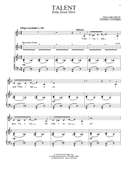 Stephen Sondheim Talent sheet music notes and chords arranged for Piano & Vocal