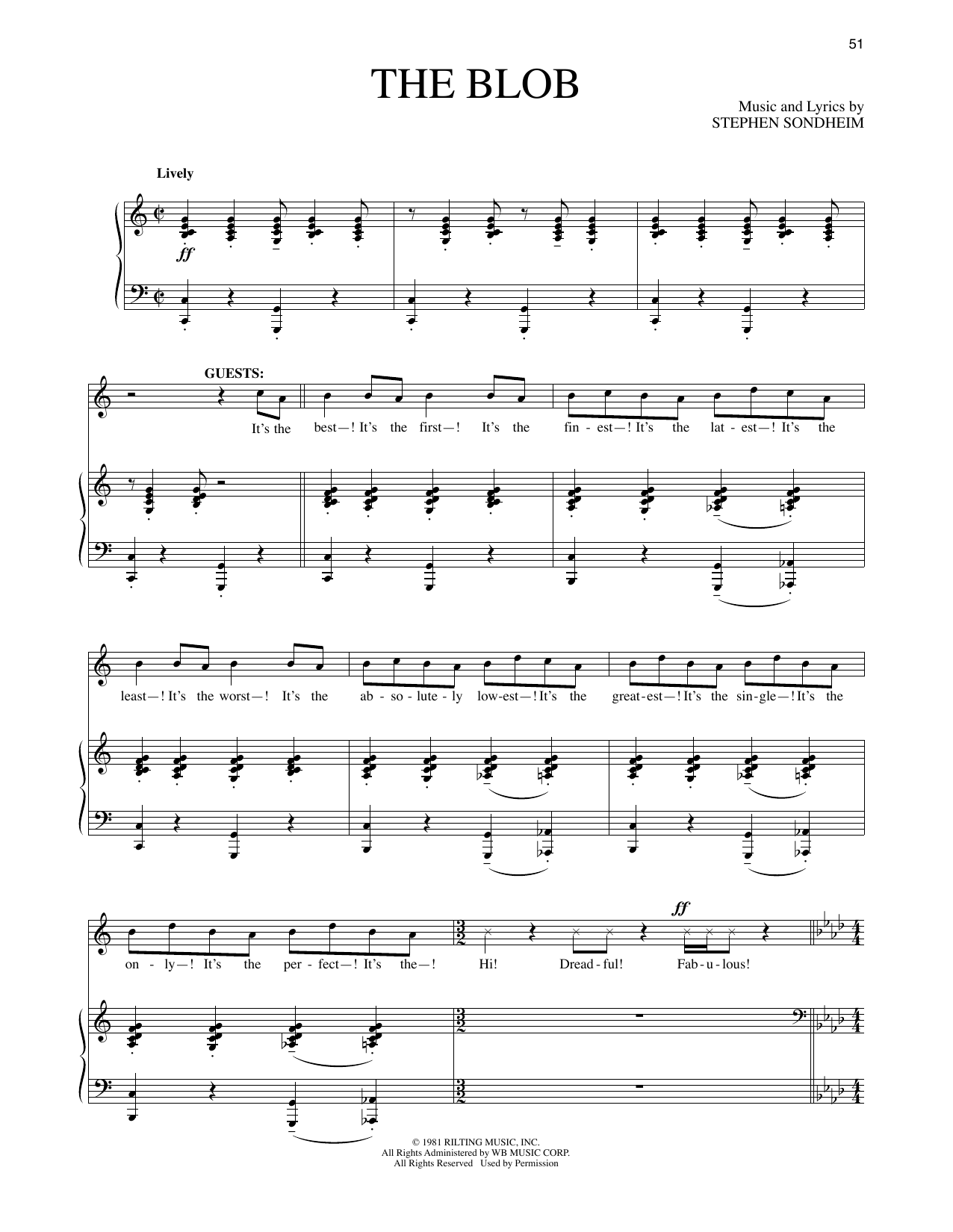Stephen Sondheim The Blob (from Merrily We Roll Along) sheet music notes and chords arranged for Piano & Vocal