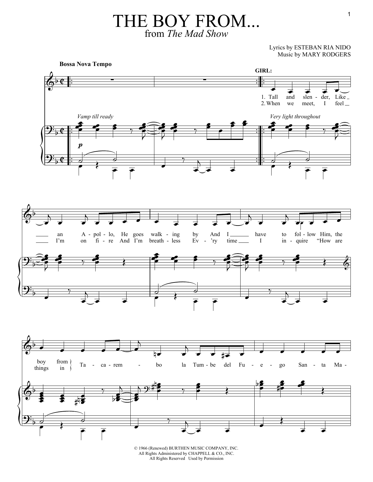 Stephen Sondheim The Boy From... sheet music notes and chords arranged for Piano & Vocal