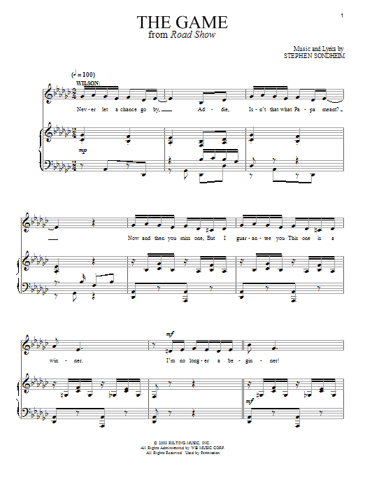 Stephen Sondheim The Game sheet music notes and chords arranged for Piano & Vocal