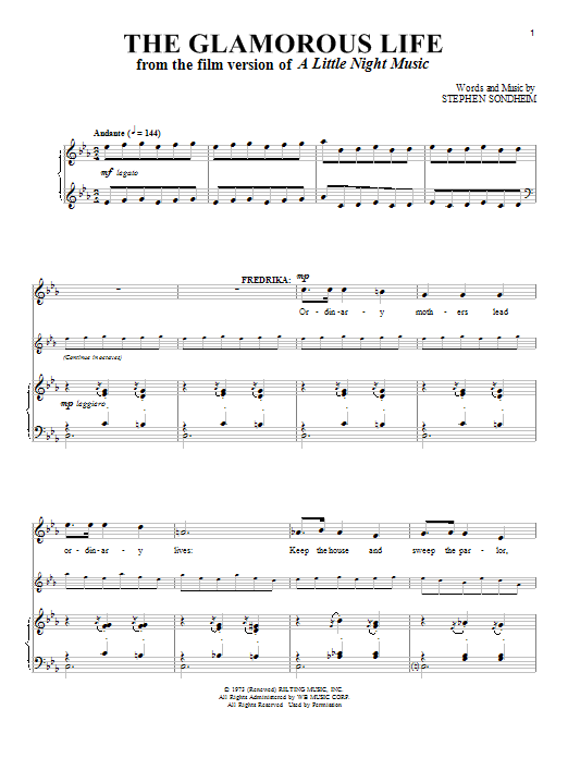 Stephen Sondheim The Glamorous Life sheet music notes and chords arranged for Piano & Vocal