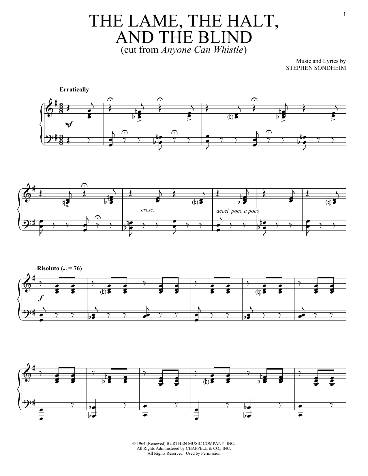 Stephen Sondheim The Lame, The Halt, And The Blind sheet music notes and chords arranged for Piano & Vocal