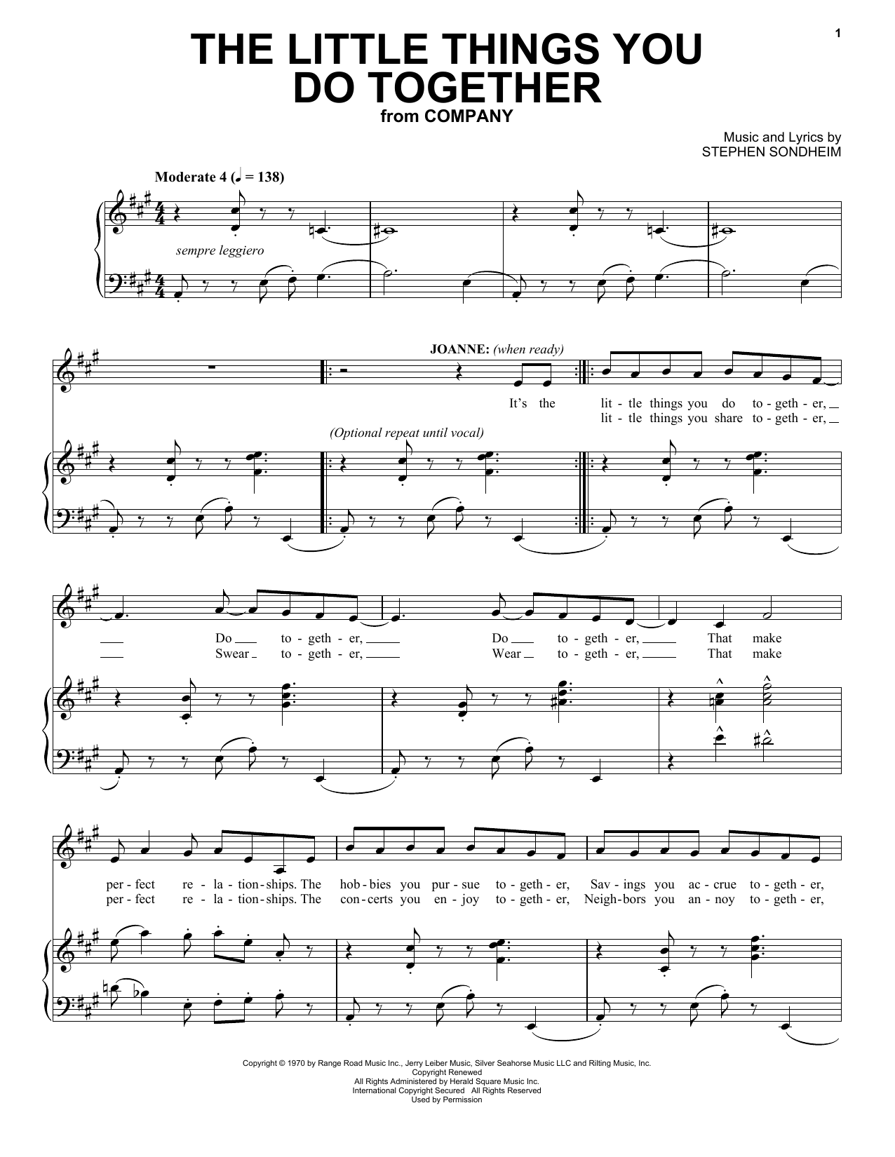 Stephen Sondheim The Little Things You Do Together sheet music notes and chords arranged for Lead Sheet / Fake Book